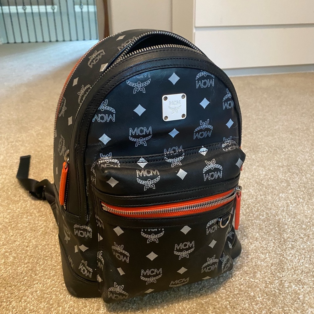 MCM Black with Orange Accents Backpack
